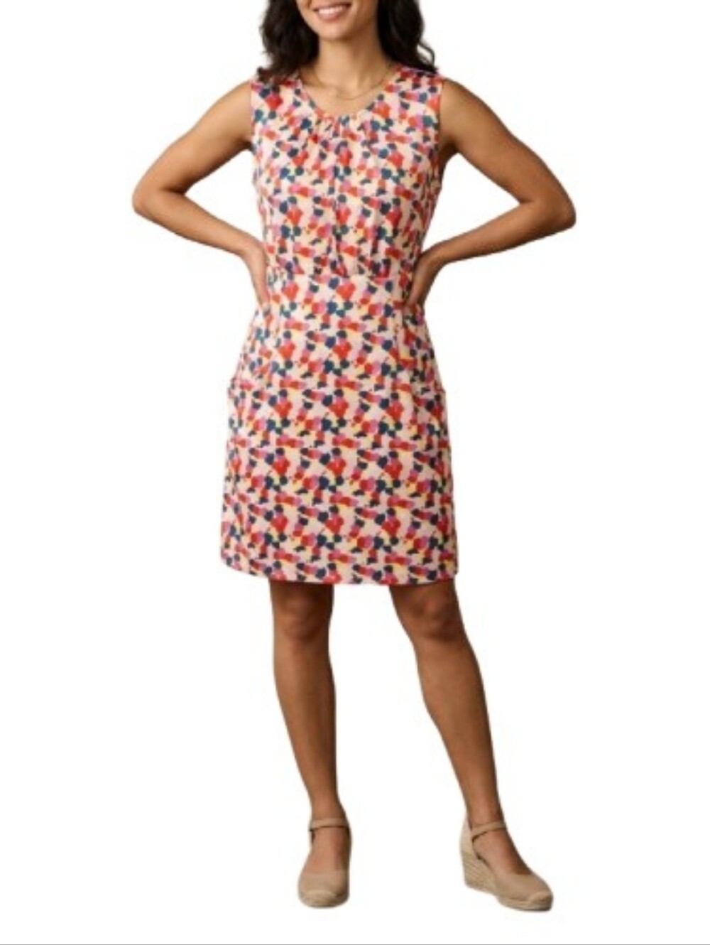 Tulle Anthropologie Multicolor Print Dress Abstract Colorful Pockets Sleeveless